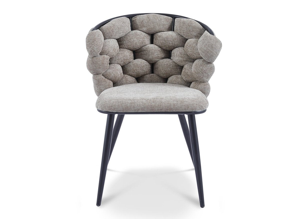 Lot de 2 chaises en tissu taupe pieds en métal noir CECILE - DécoInParis