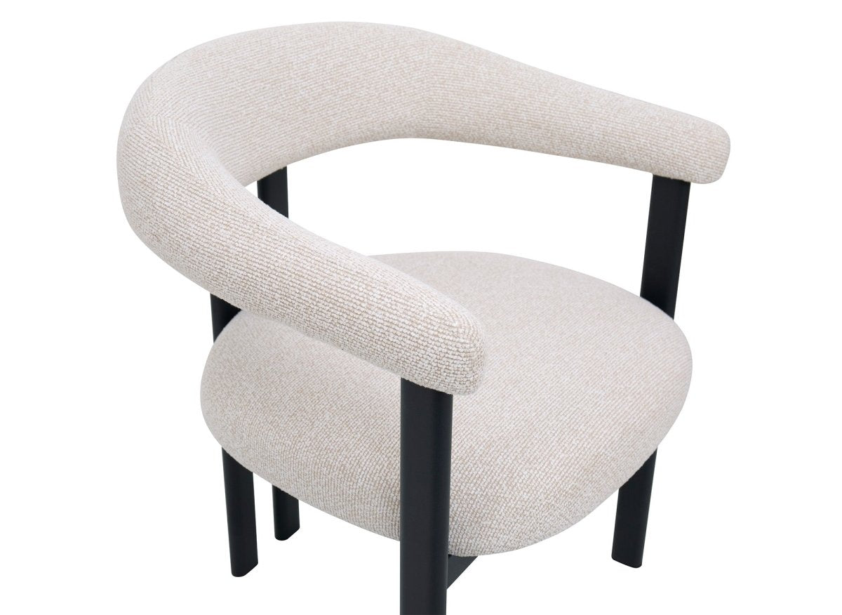 Lot de 2 chaises en tissu texturé écru pieds en métal noir ADRIANA - DécoInParis