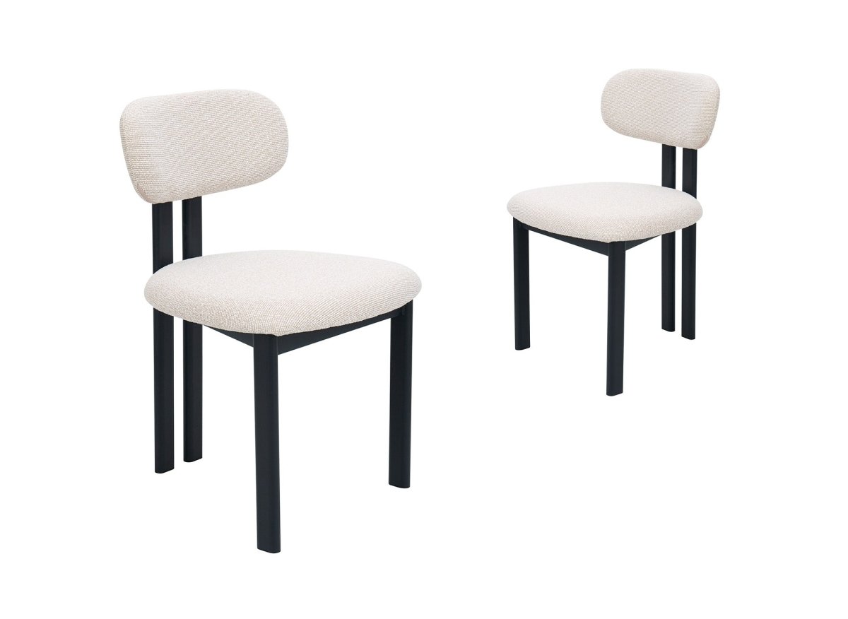 Lot de 2 chaises en tissu texturé écru pieds en métal noir LEONA - DécoInParis