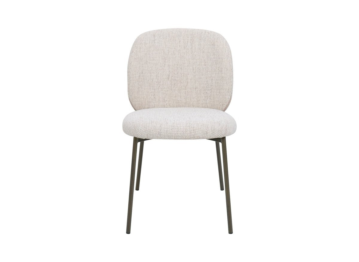 Lot de 2 chaises en tweed écru et pieds en métal marron MARCUS - DécoInParis