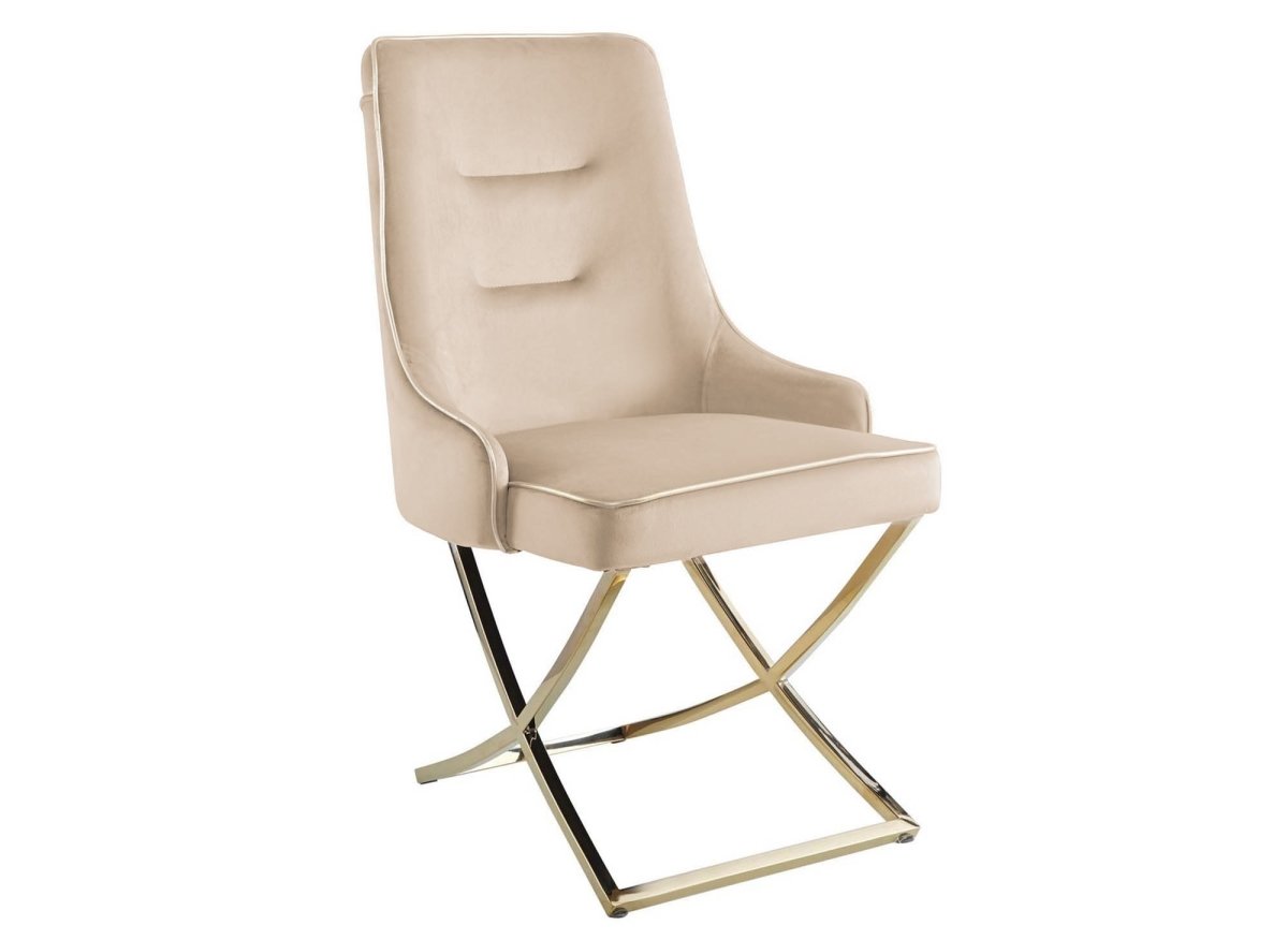 Lot de 2 chaises en velours beige pieds en métal doré LEXA - DécoInParis