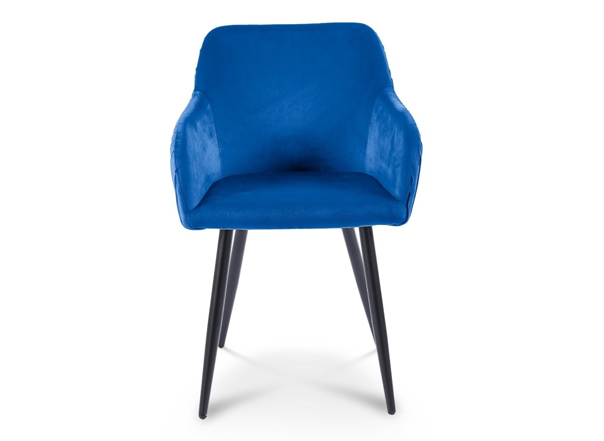 Lot de 2 chaises en velours bleu pieds en métal noir DEVOR - DécoInParis