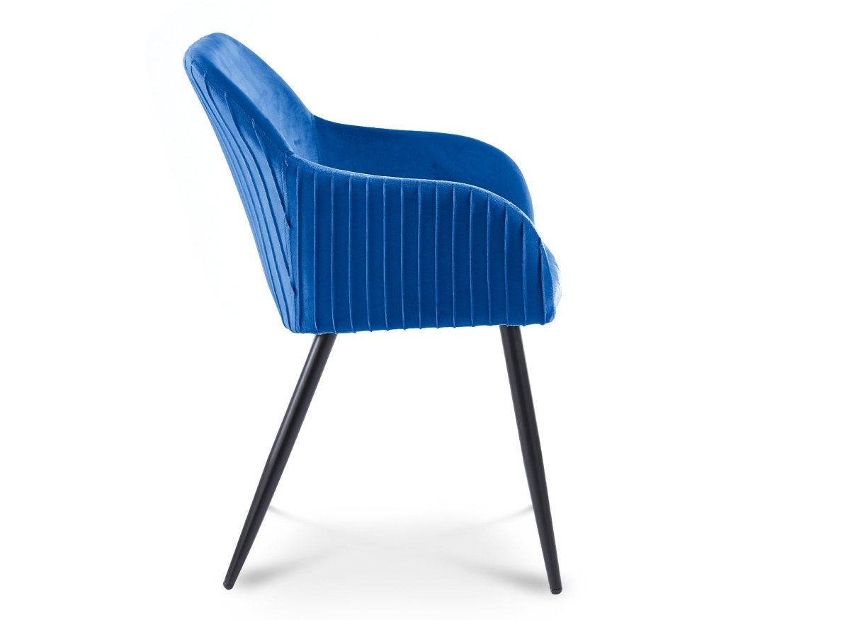 Lot de 2 chaises en velours bleu pieds en métal noir DEVOR - DécoInParis