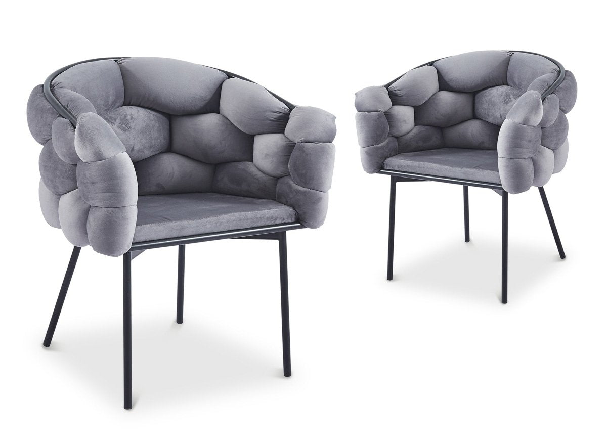 Lot de 2 chaises en velours gris pieds en métal noir CHARLOTTE - DécoInParis