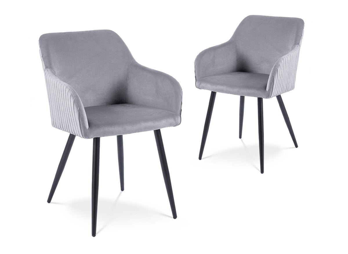 Lot de 2 chaises en velours gris pieds en métal noir DEVOR - DécoInParis