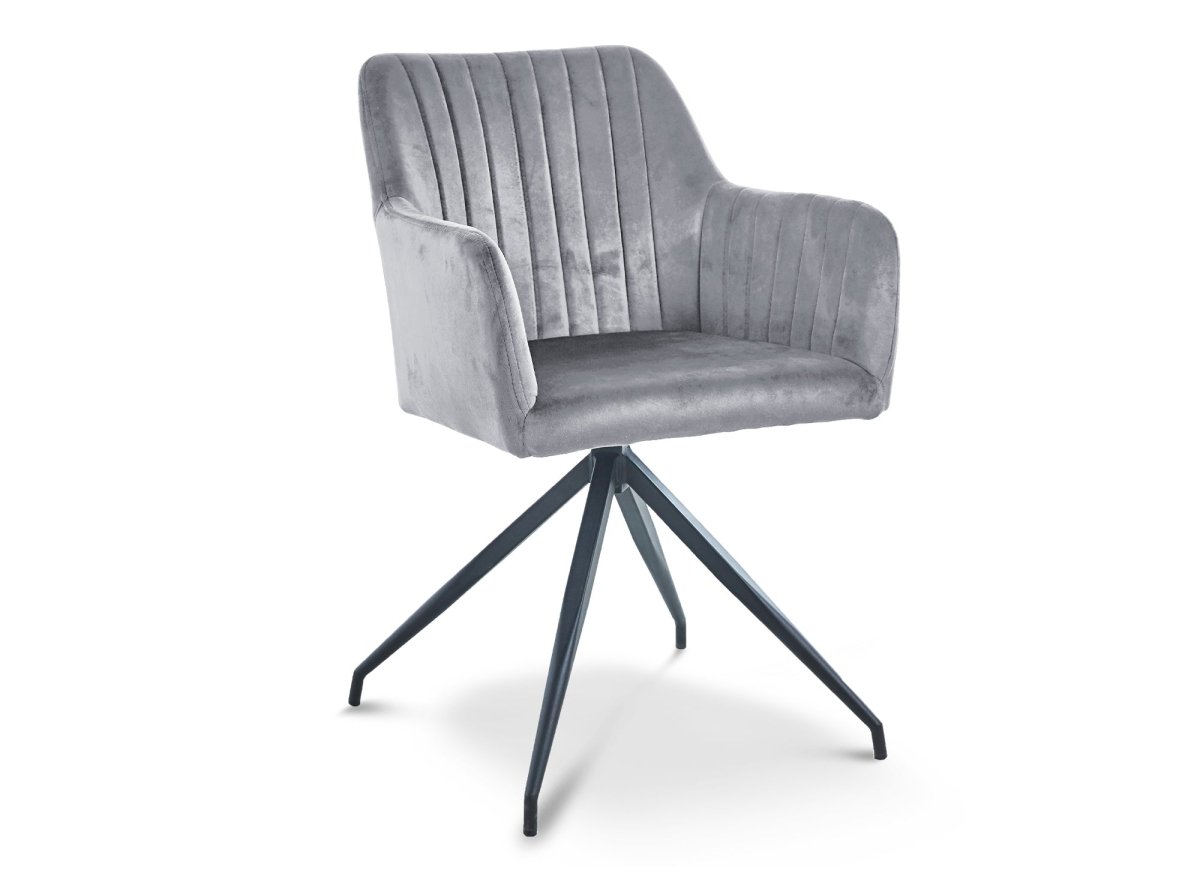 Lot de 2 chaises en velours gris pieds en métal noir RATUS - DécoInParis