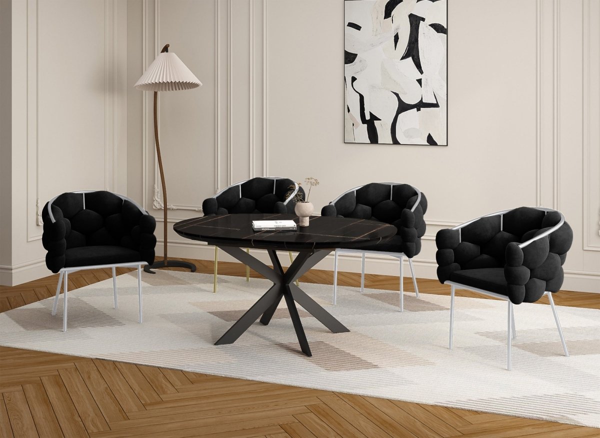 Lot de 2 chaises en velours noir pieds en métal argenté CHARLOTTE - DécoInParis