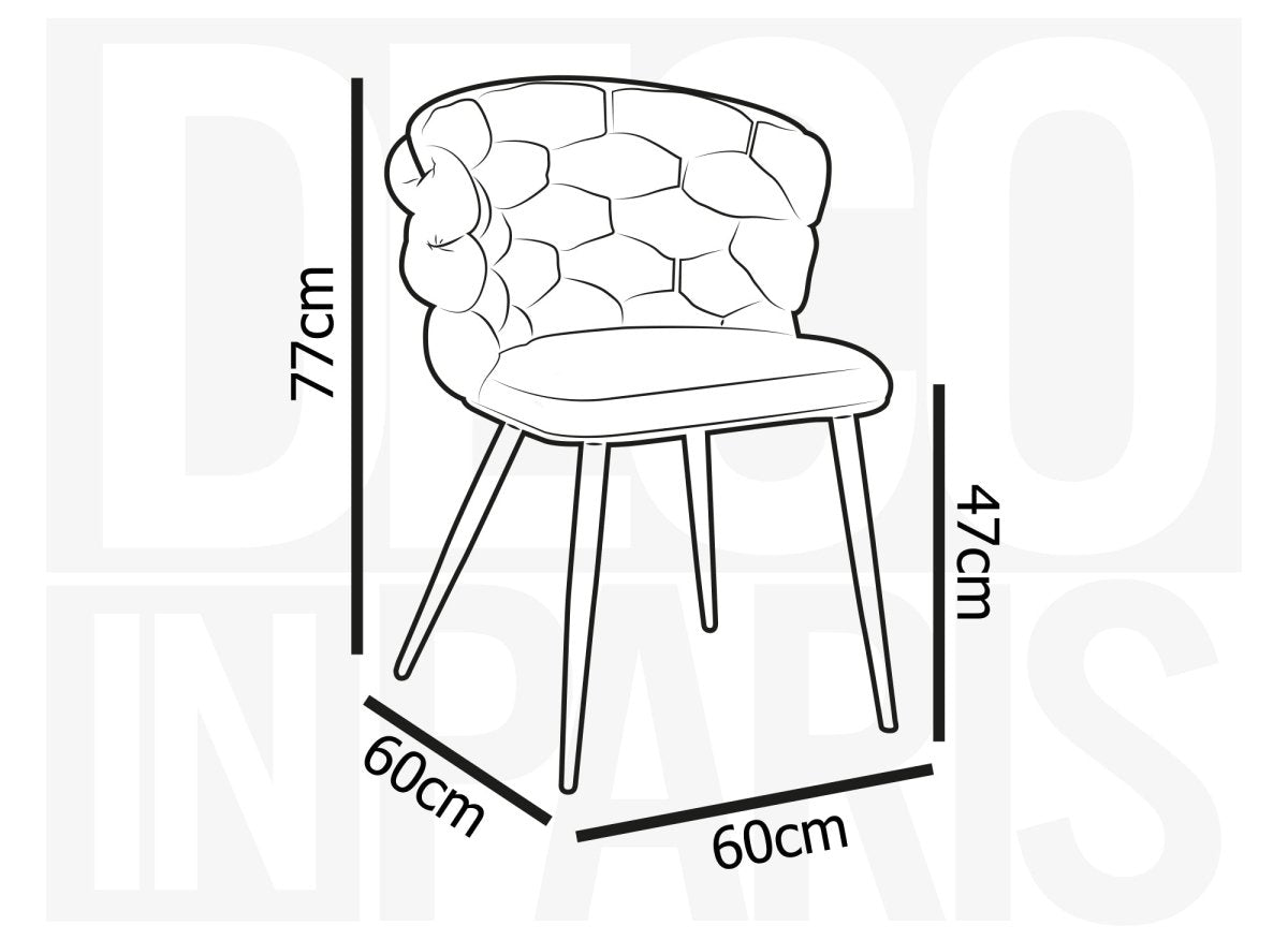 Lot de 2 chaises en velours taupe pieds en métal noir CECILE - DécoInParis