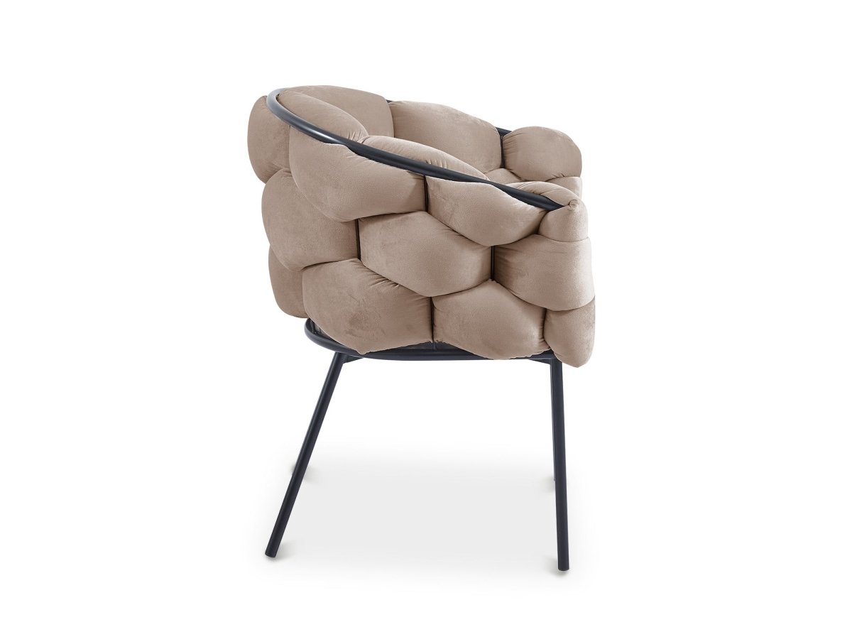 Lot de 2 chaises en velours taupe pieds en métal noir CHARLOTTE - DécoInParis