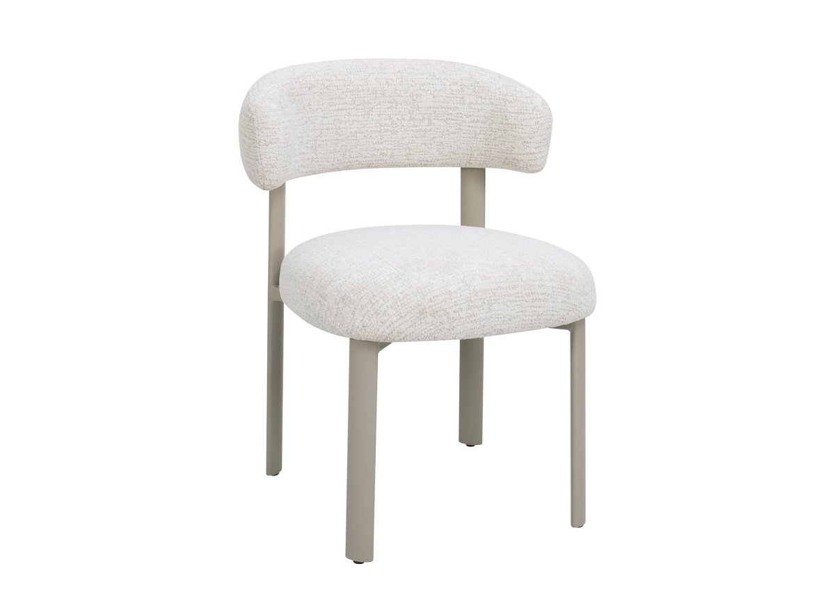 Lot de 2 chaises en velours tissé écru pieds en métal gris LOUISA - DécoInParis