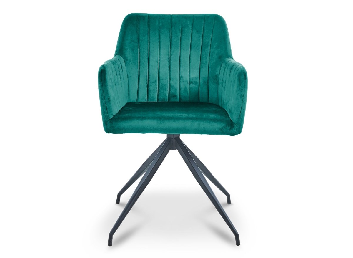 Lot de 2 chaises en velours vert pieds en métal noir RATUS - DécoInParis