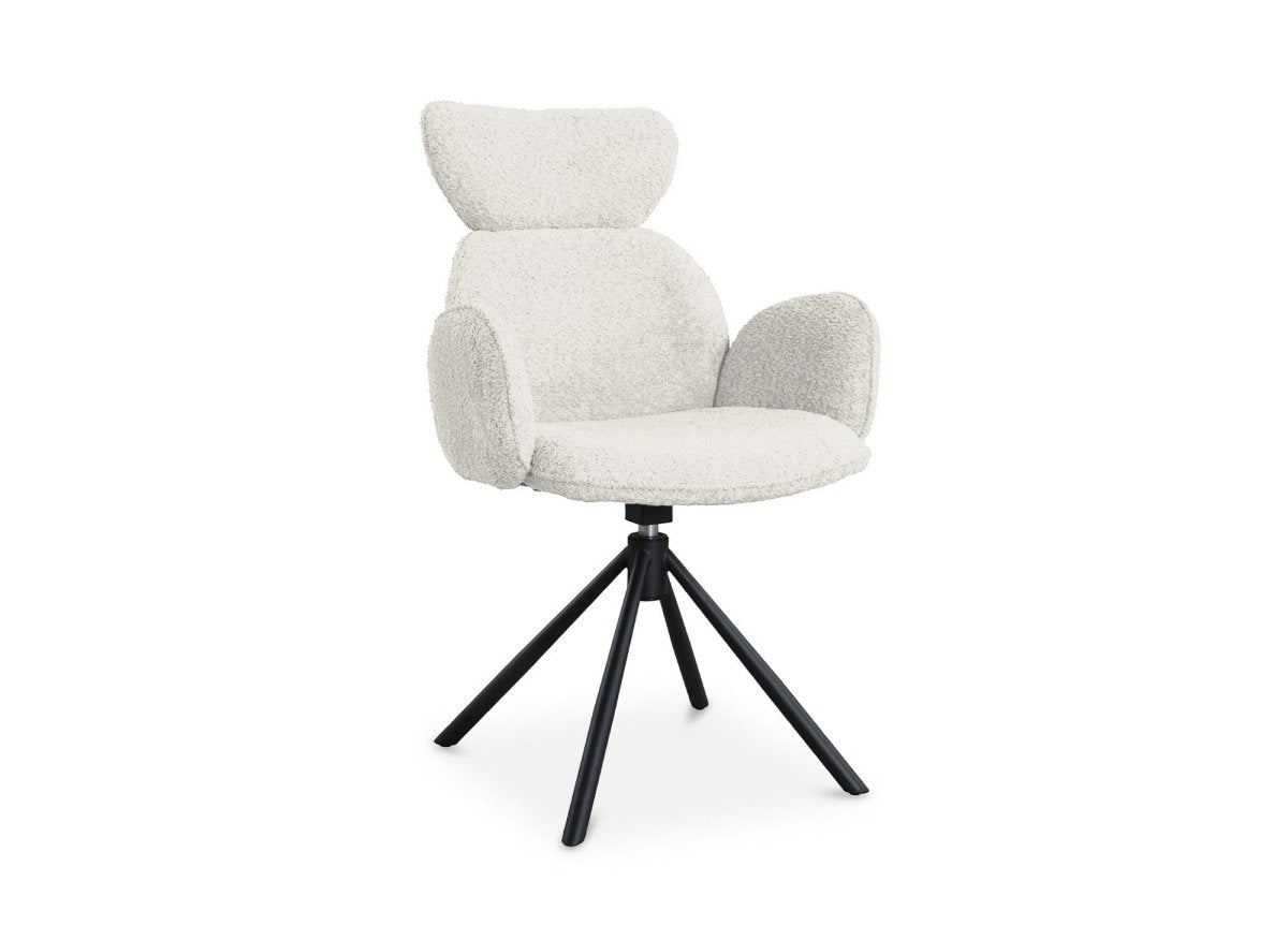 Lot de 2 chaises pivotantes avec accoudoirs en tissu effet peau de mouton beige MAGY - DécoInParis