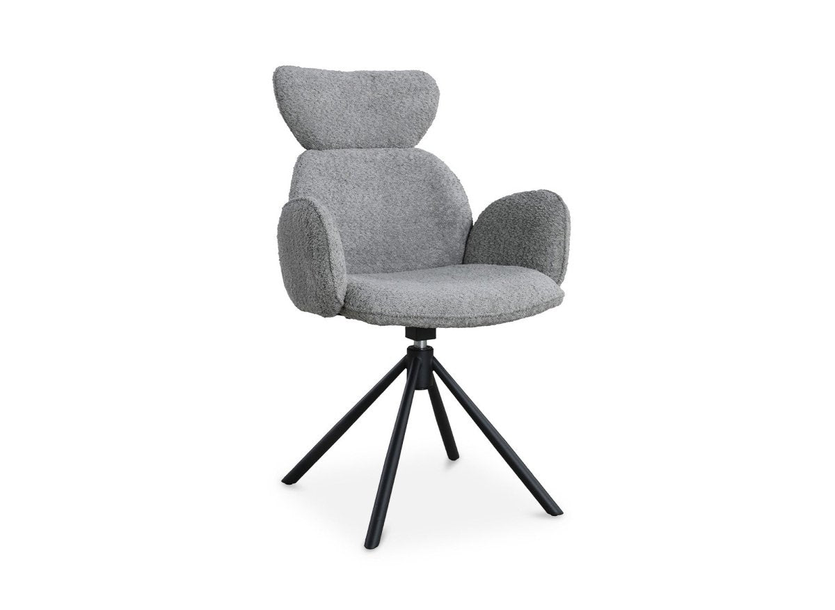 Lot de 2 chaises pivotantes avec accoudoirs en tissu effet peau de mouton gris MAGY - DécoInParis