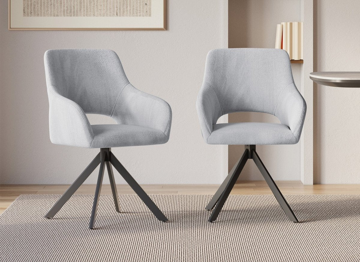 Lot de 2 chaises pivotantes design en velours gris clair CIEL - DécoInParis