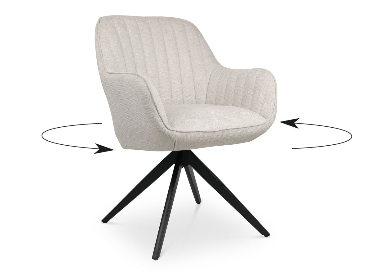 Lot de 2 chaises pivotantes en tissu beige MARLEY - DécoInParis