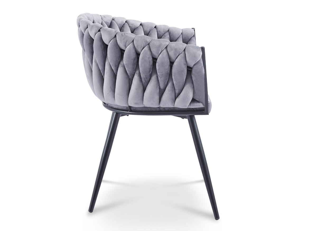 Lot de 2 chaises wave en velours gris CINDY - DécoInParis