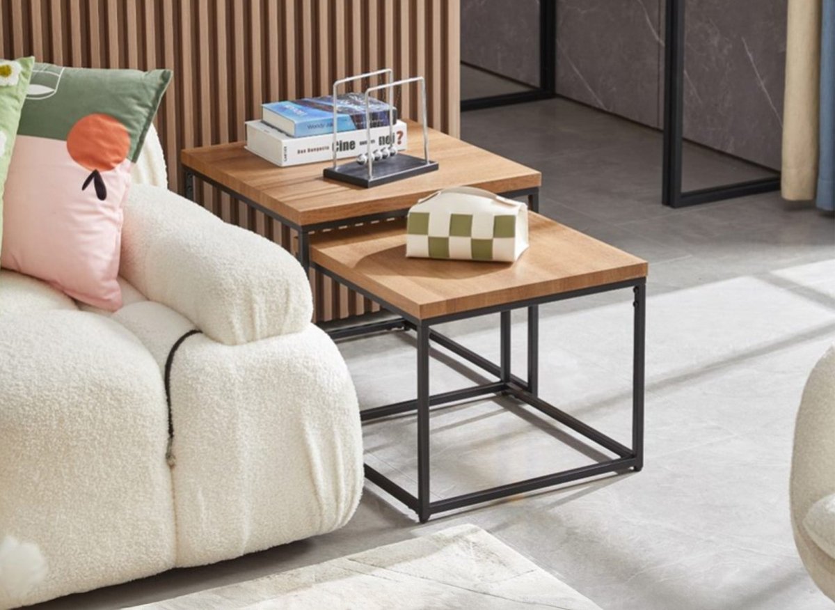 Lot de 2 tables basses gigognes carrés design SOLITA - DécoInParis