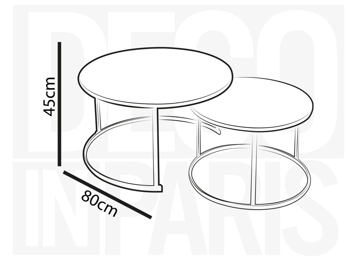 Lot de 2 tables basses rondes gigognes AMERIO - DécoInParis
