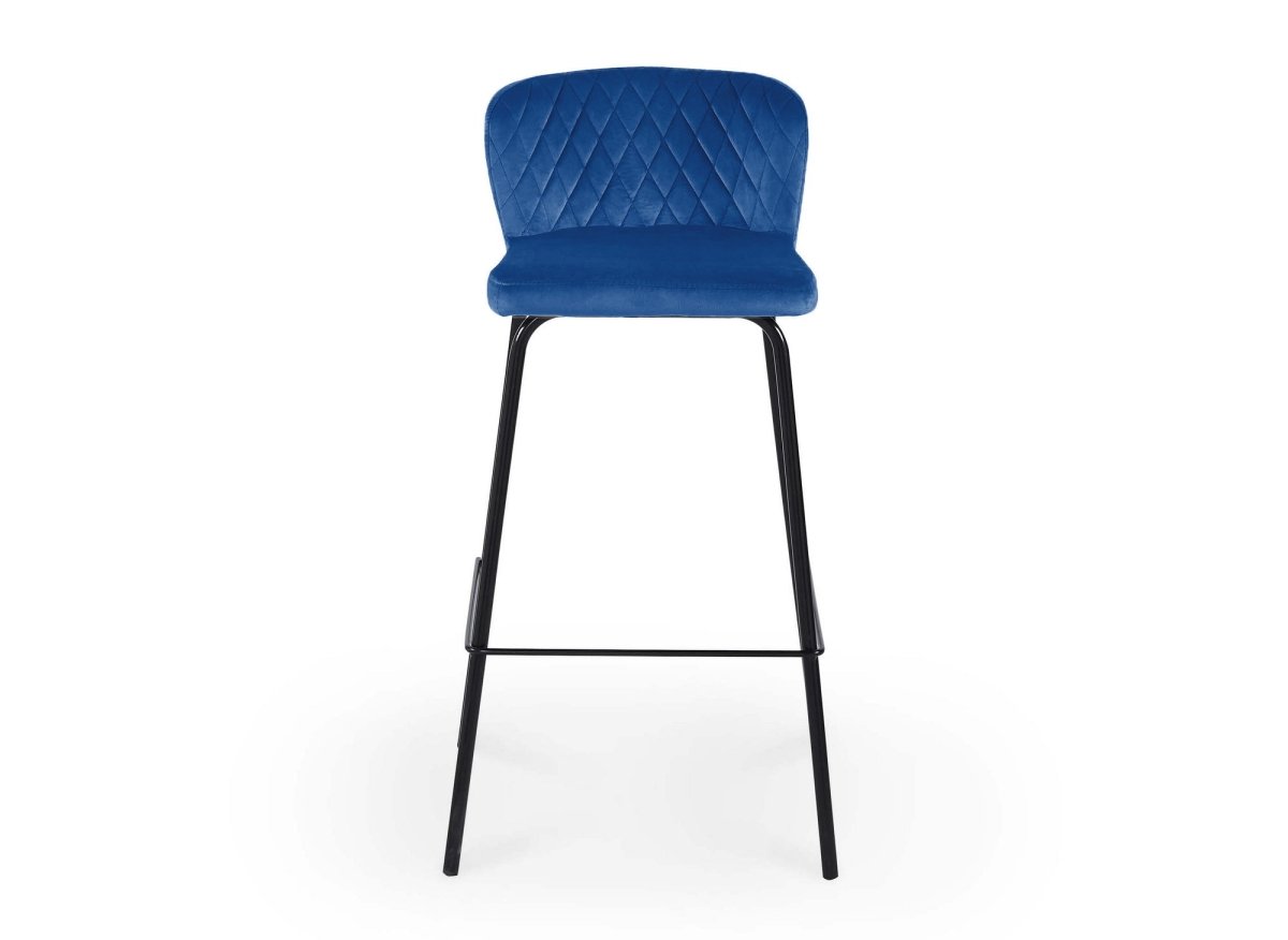 Lot de 2 tabourets de bar design en velours bleu BOSCO - DécoInParis