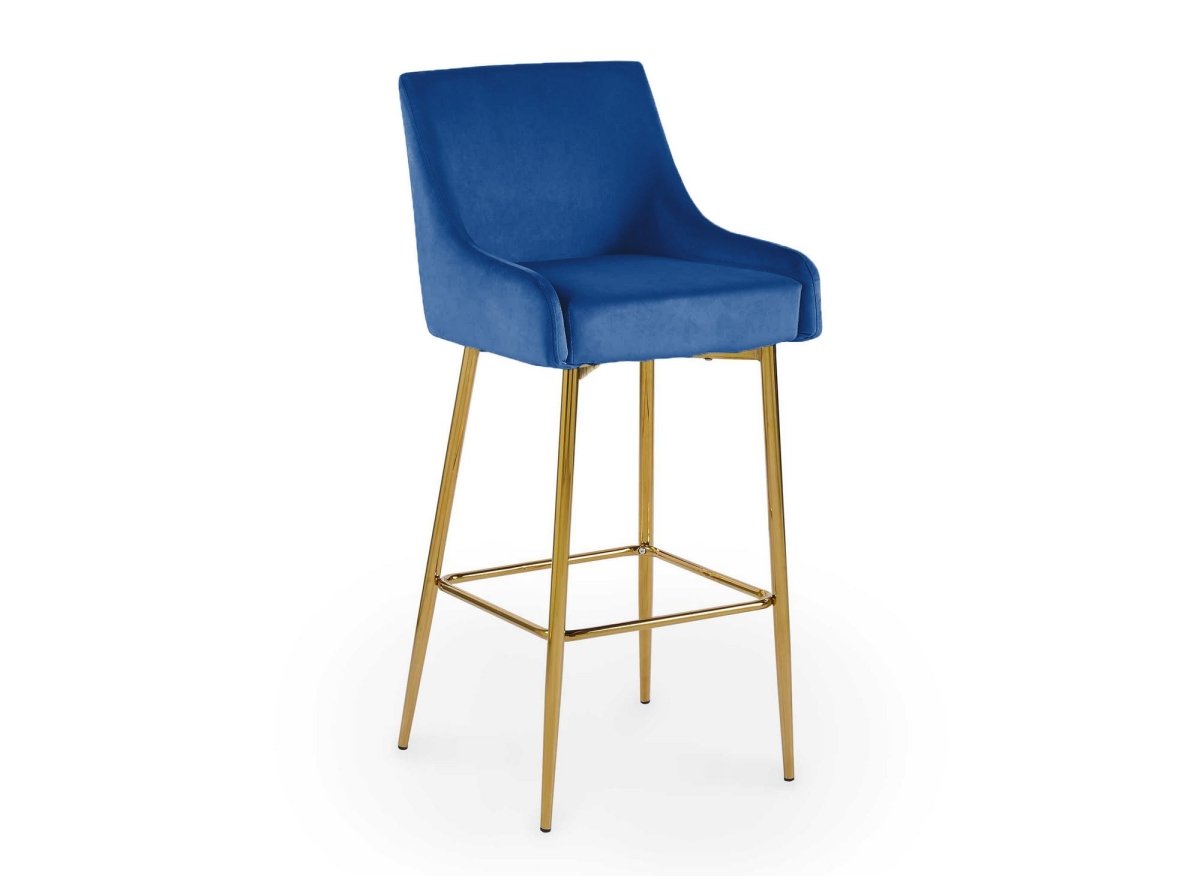 Lot de 2 tabourets de bar design en velours bleu LALYA - DécoInParis