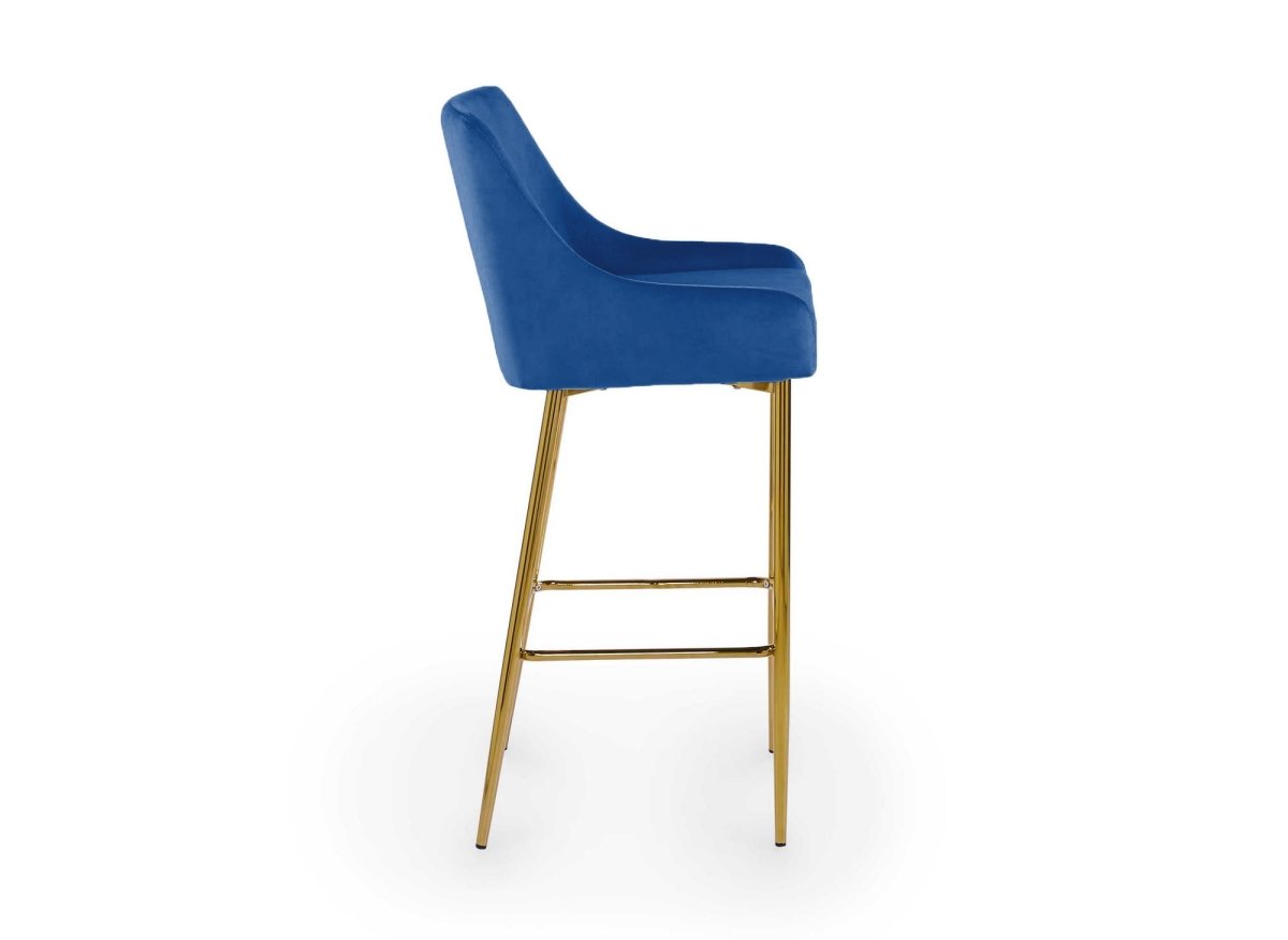 Lot de 2 tabourets de bar design en velours bleu LALYA - DécoInParis
