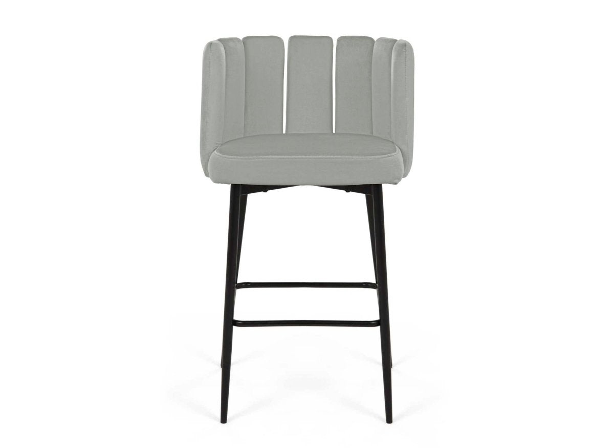 Lot de 2 tabourets de bar design en velours gris DEBBY - DécoInParis