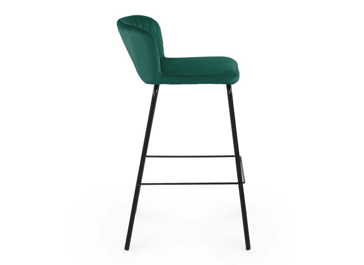 Lot de 2 tabourets de bar design en velours vert BOSCO - DécoInParis