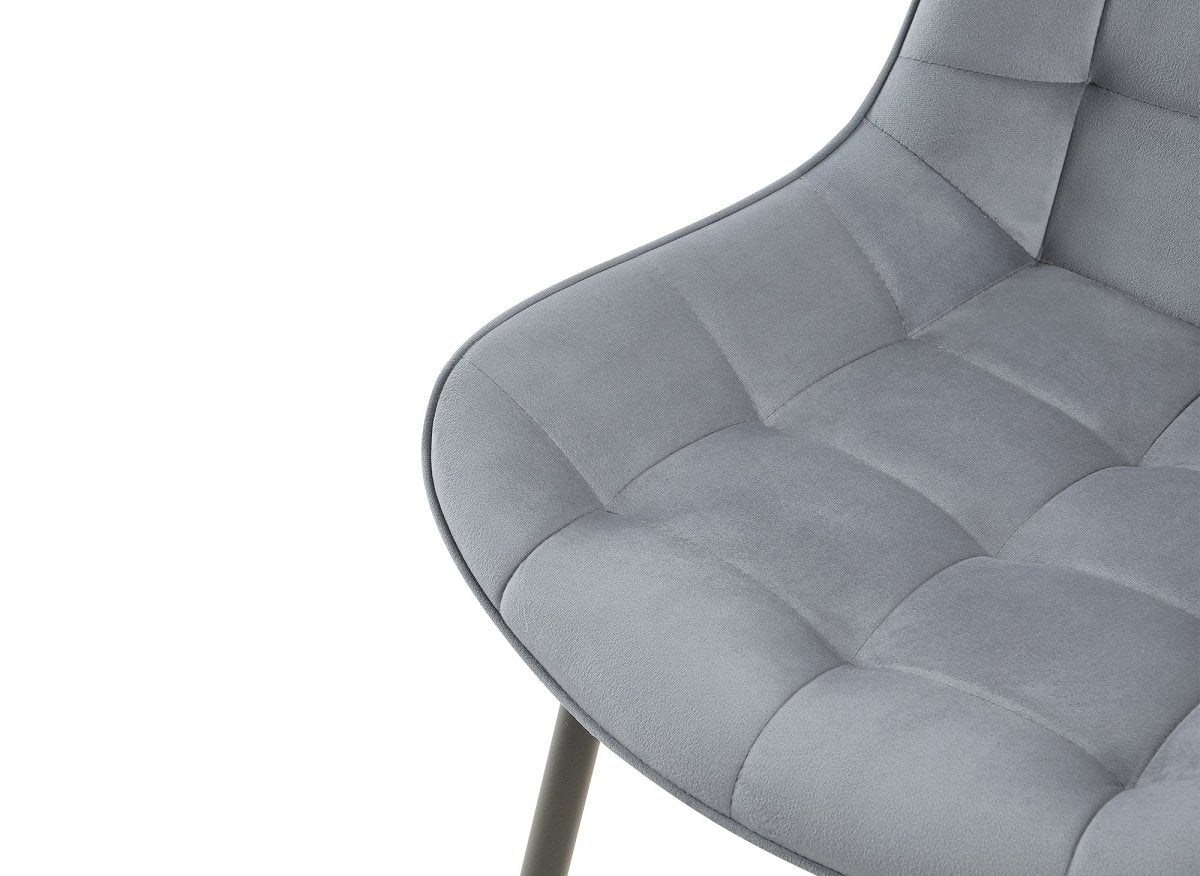 Lot de 4 chaises capitonnées en velours gris SOREN - DécoInParis