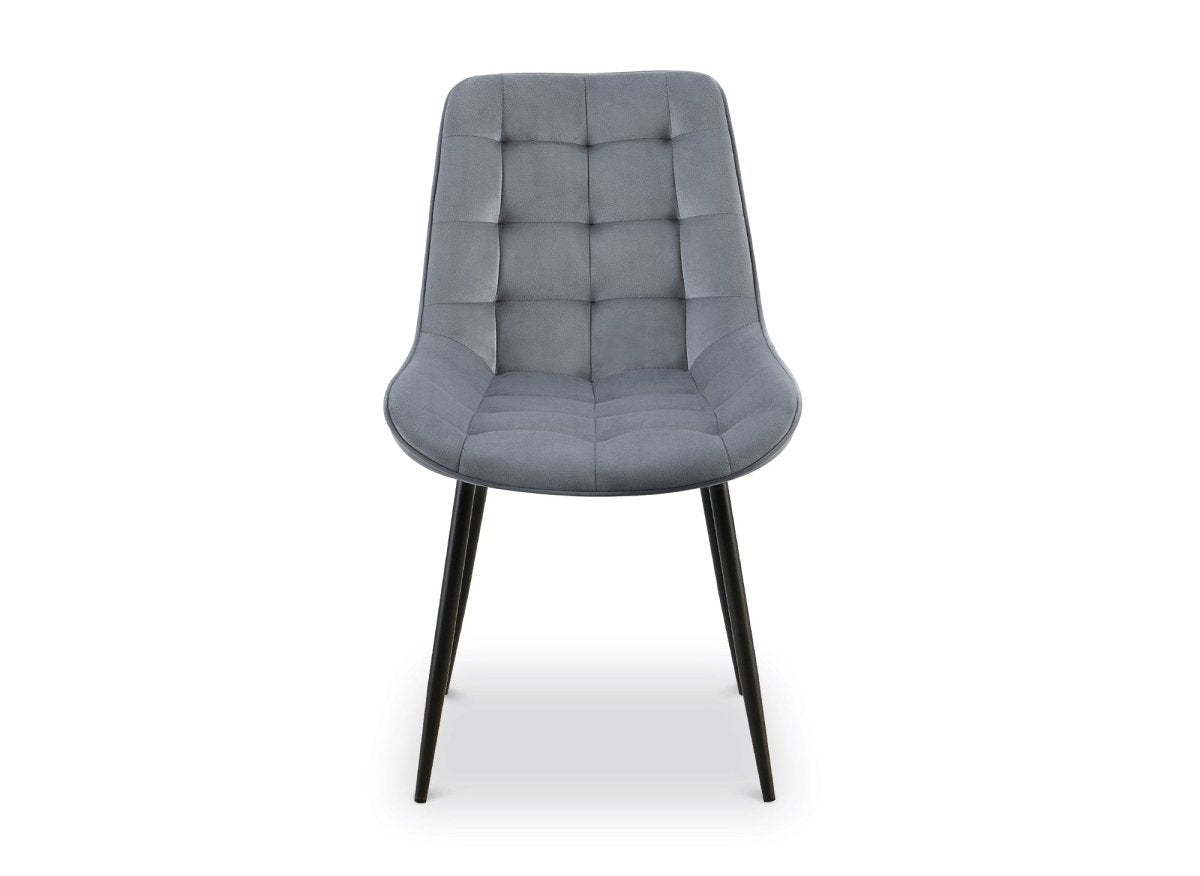 Lot de 4 chaises capitonnées en velours gris SOREN - DécoInParis