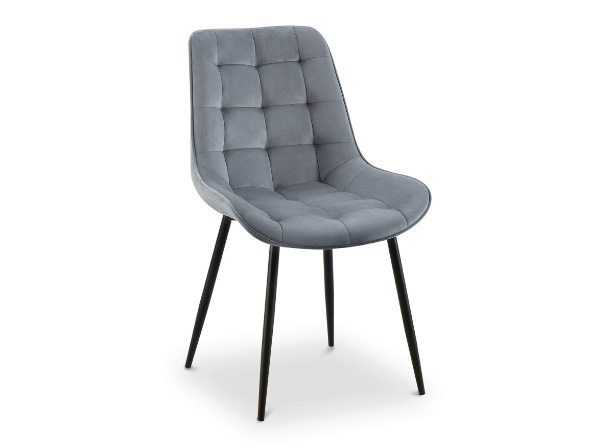 Lot de 4 chaises capitonnées en velours gris SOREN - DécoInParis
