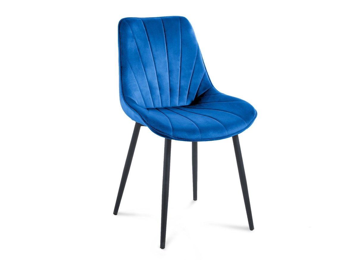 Lot de 4 chaises design en velours bleu ELOVA - DécoInParis