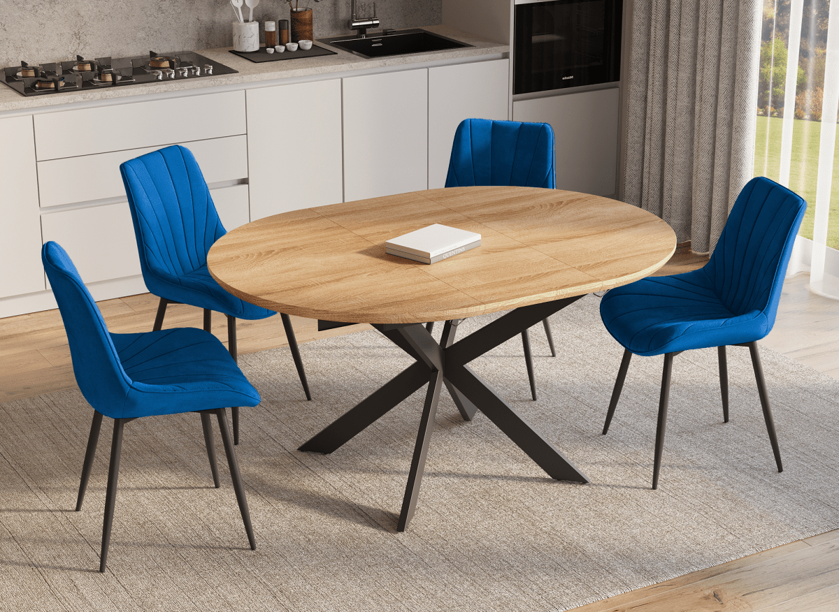 Lot de 4 chaises design en velours bleu ELOVA - DécoInParis