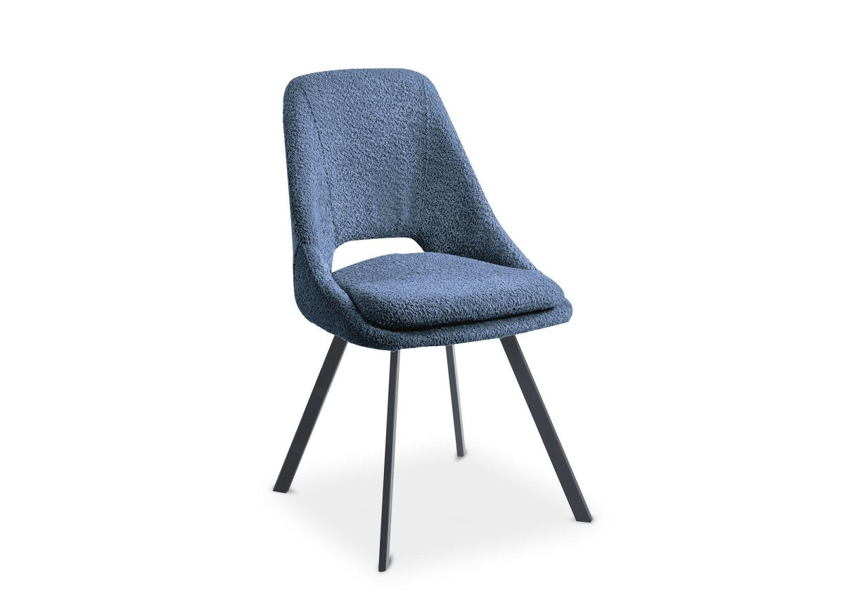 Lot de 4 chaises effet peau de mouton bleu NARCISSE - DécoInParis