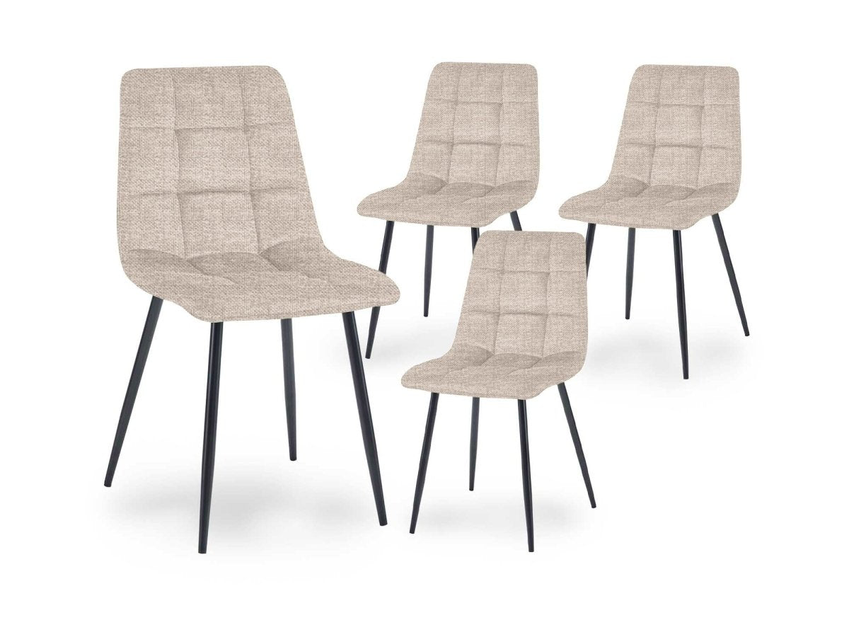 Lot de 4 chaises en tissu beige capitonné JEREMI - DécoInParis