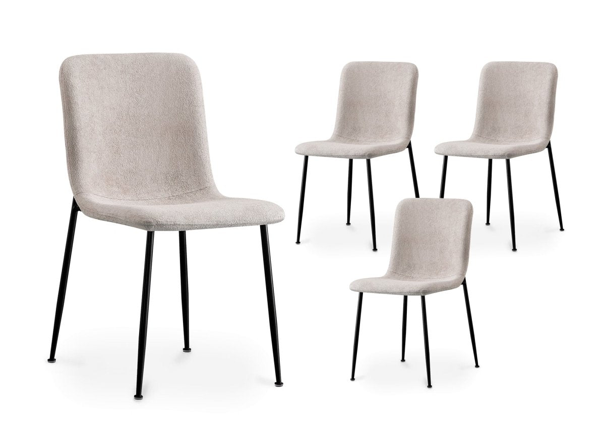 Lot de 4 chaises en tissu beige CHERYL - DécoInParis
