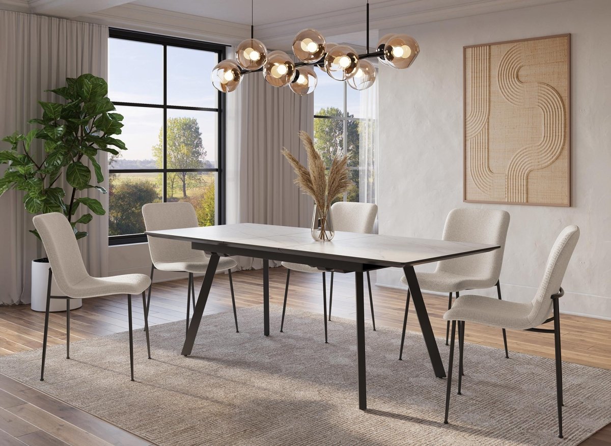 Lot de 4 chaises en tissu beige CHERYL - DécoInParis