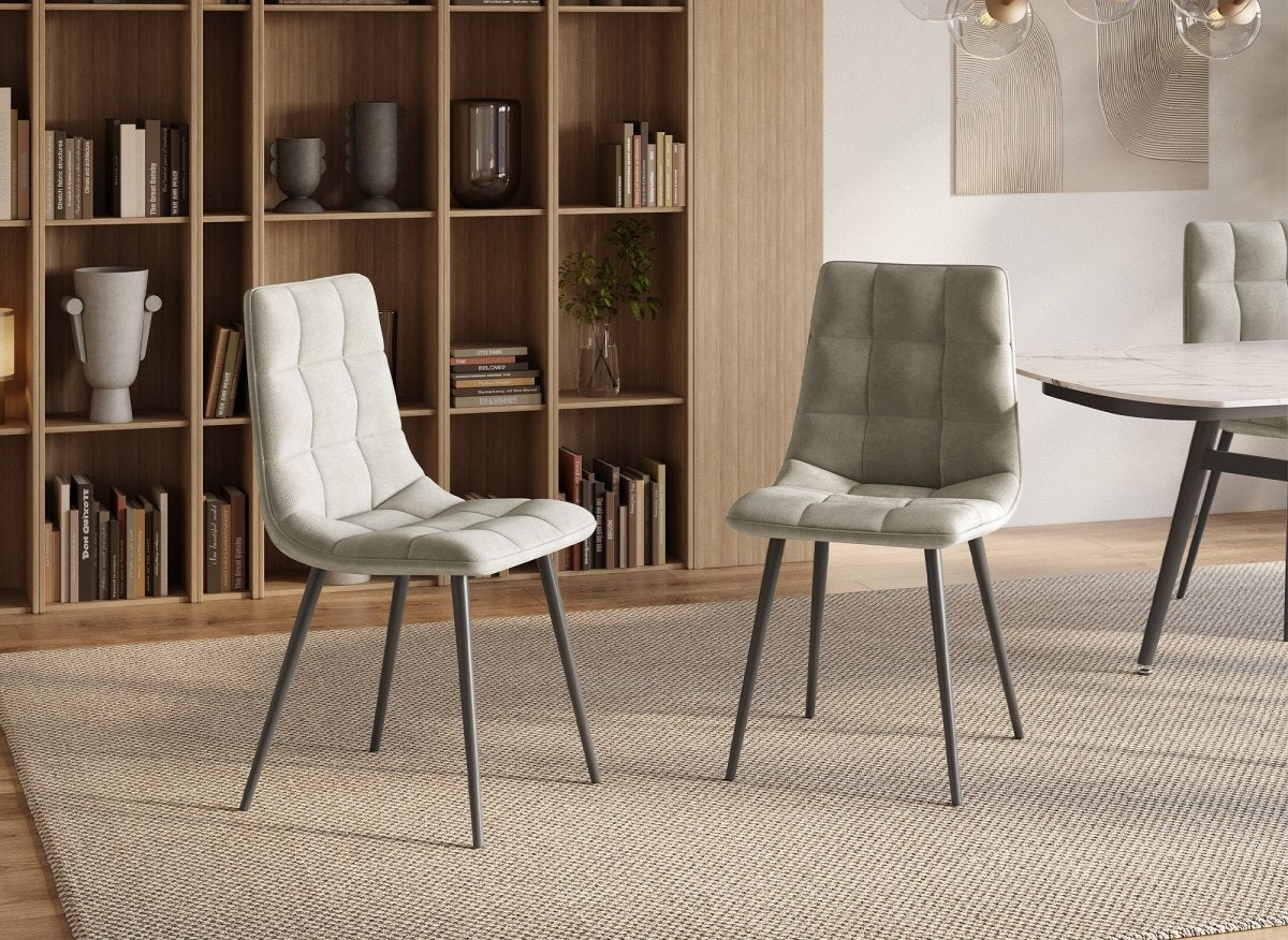 Lot de 4 chaises en velours beige capitonné JEREMI - DécoInParis