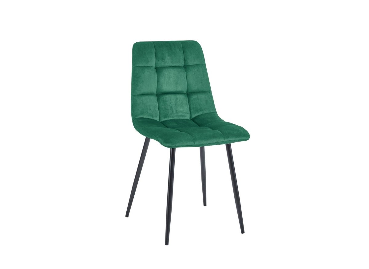 Lot de 4 chaises en velours vert capitonné JEREMI - DécoInParis