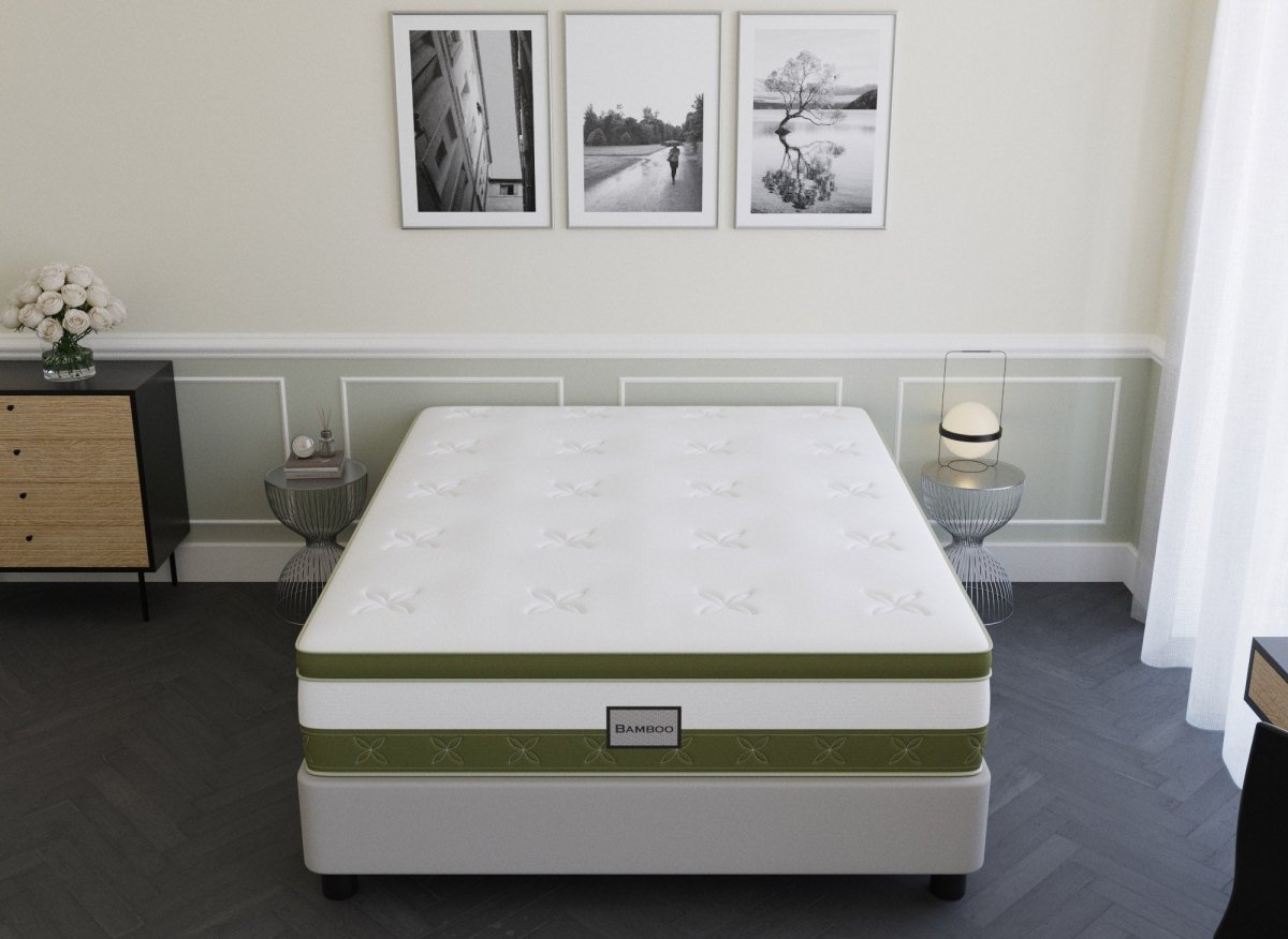 Matelas hybride BAMBOO 160 x 200 cm ressorts ensachés et mémoire de forme épaisseur 30 cm - DécoInParis
