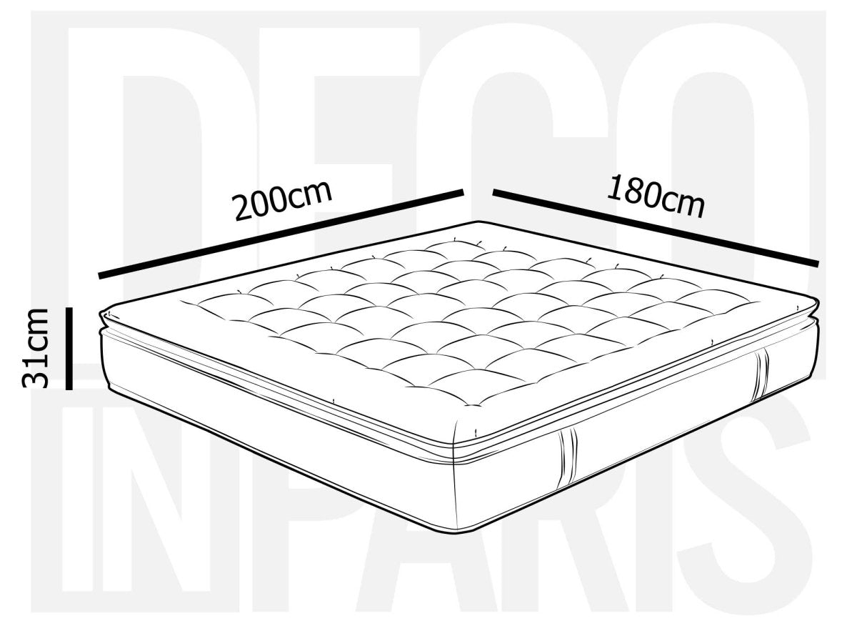 Matelas hybride mousse mémoire en gel et ressorts ensachés 180 x 200 cm épaisseur 31 cm SERENA - DécoInParis