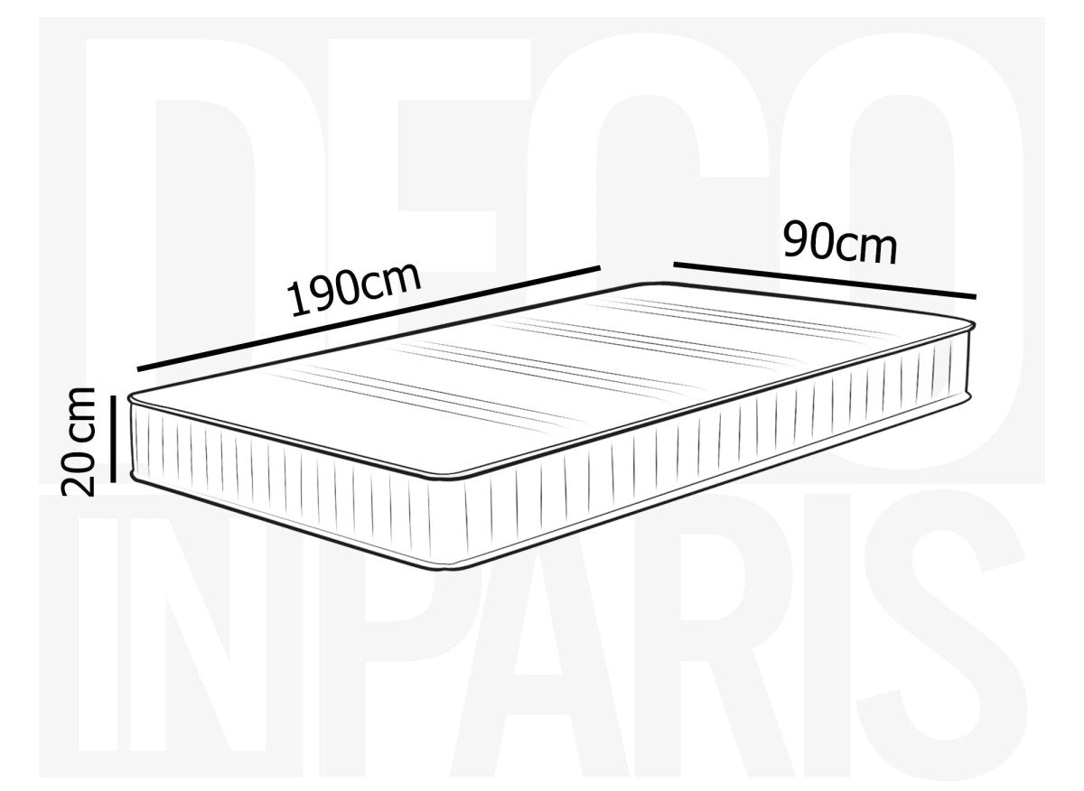 Matelas mousse 90 x 190 cm épaisseur 20 cm AWAN - DécoInParis