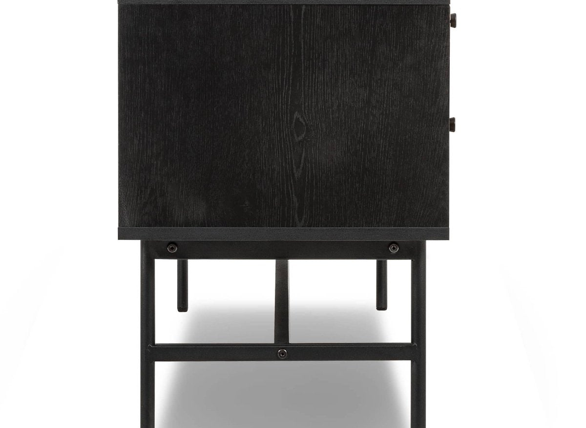 Meuble TV avec 2 tiroirs et 1 porte en bois et métal noir DARYL - DécoInParis