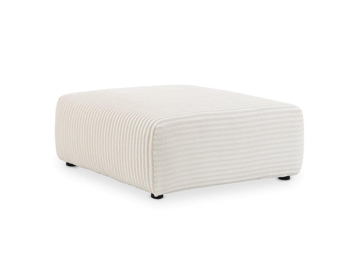 Pouf en velours gros côtelé doux beige TILDA - DécoInParis