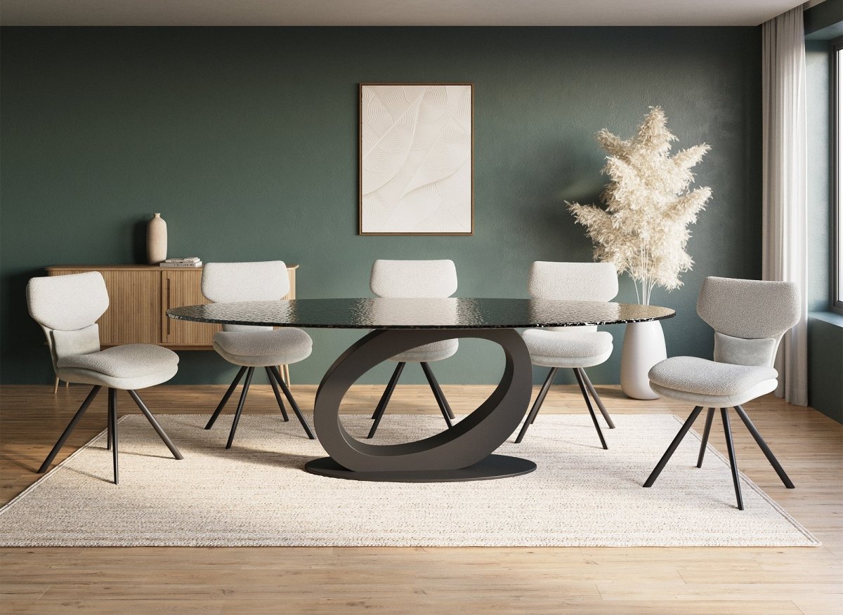 Table à manger en verre trempé noire 6 - 10 personnes CELIA - DécoInParis