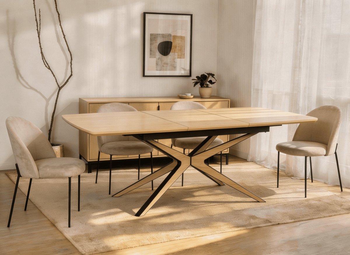 Table à manger extensible effet bois 6 - 10 personnes OXANE - DécoInParis