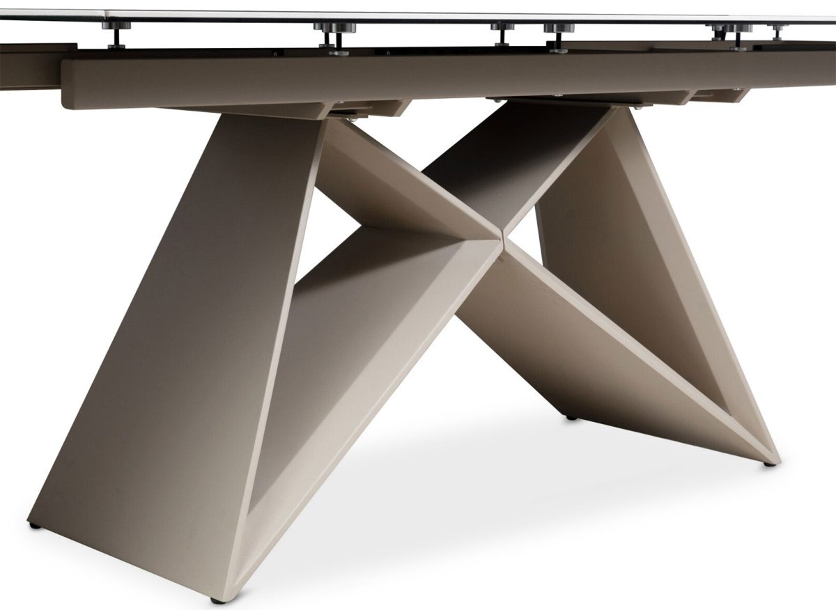 Ausziehbarer Esstisch GABRIEL mit weißer Keramikplatte für 10 Personen