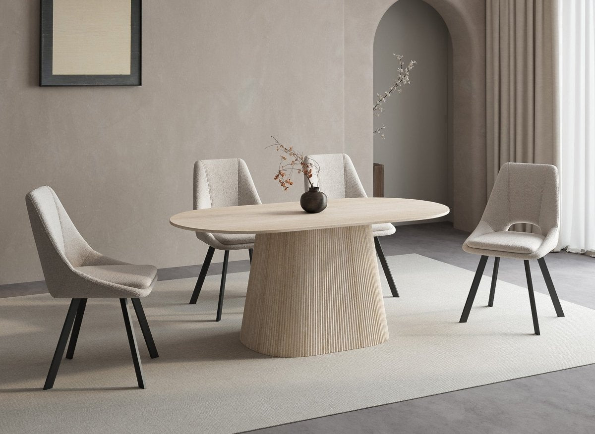 Ovaler Esstisch Marmoroptik beige 6 Personen 180 cm TIANA