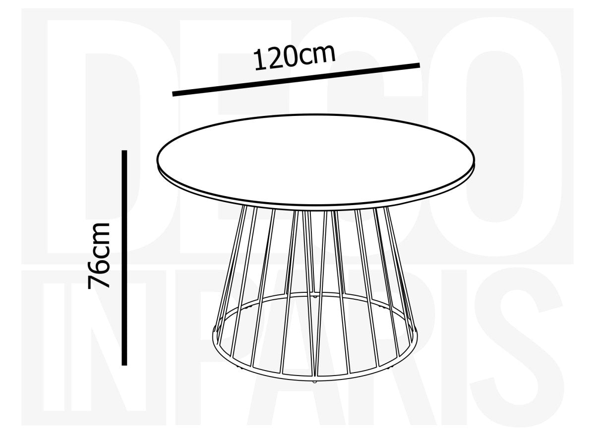 Table à manger ronde effet marbre noir pied en métal noir STELLA - DécoInParis