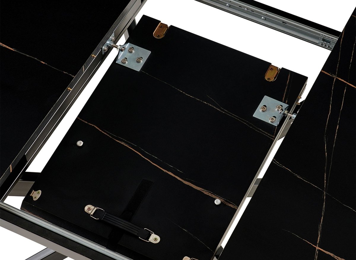 Table à manger ronde extensible noir KOBY - DécoInParis
