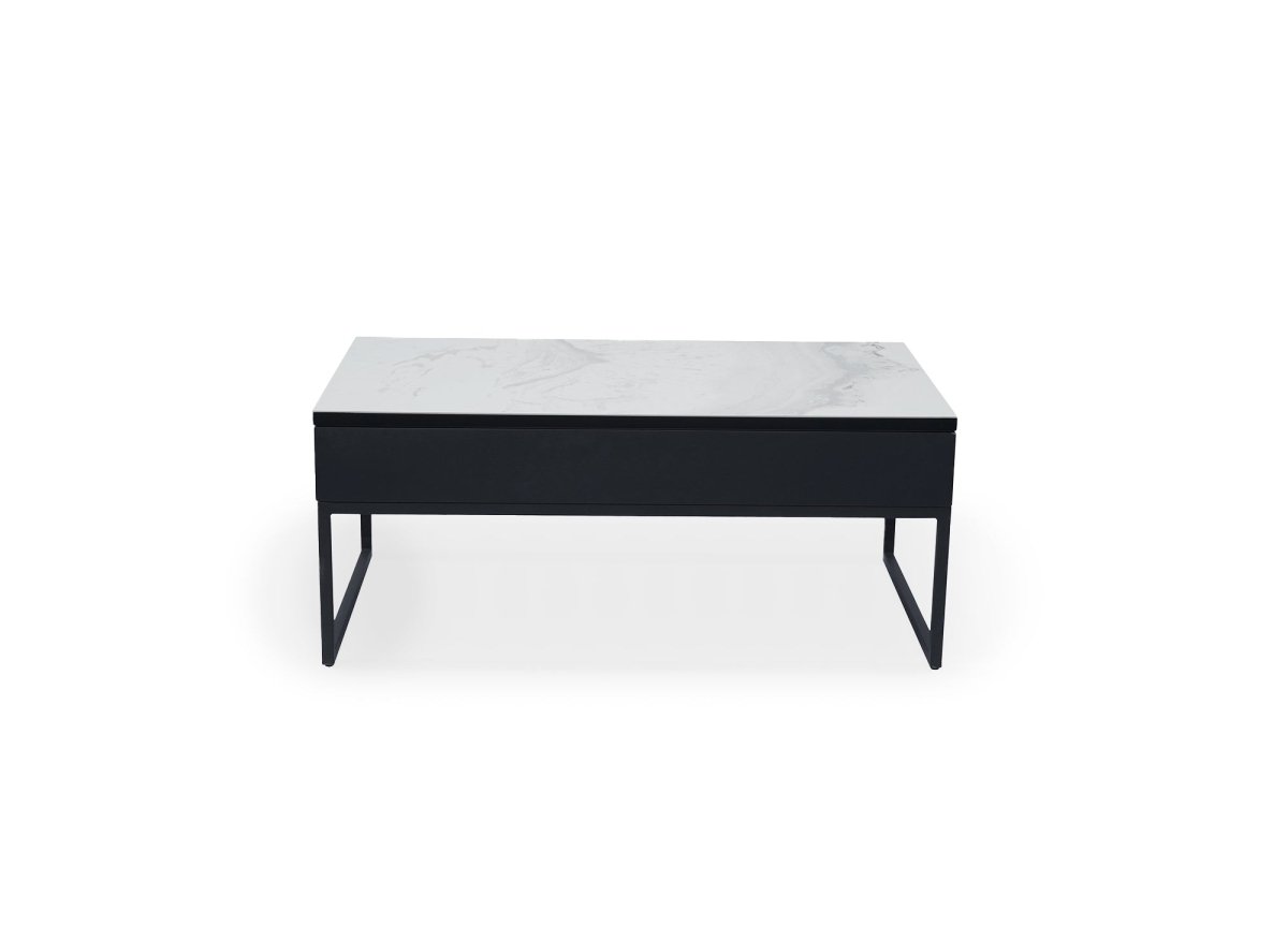 Table basse design avec plateau relevable en céramique blanche MARIE - DécoInParis